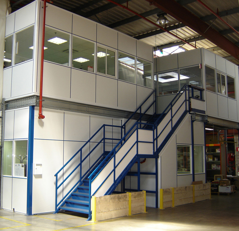 Mezzanine industrielle avec bureaux en RdC et R+1