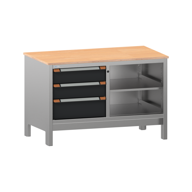 établi industriels Ecoblox 3 tiroir battante 4 rayon multiplex