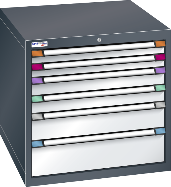 TAT020 Armoire à tiroir gris Ral 502 Armoire à tiroir gris RAL 502 (2x75/2x100/1x150/1x200) 6 tiroirs