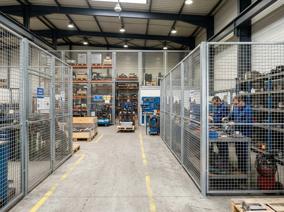 atelier industriel organisé avec des cloisons de séparations