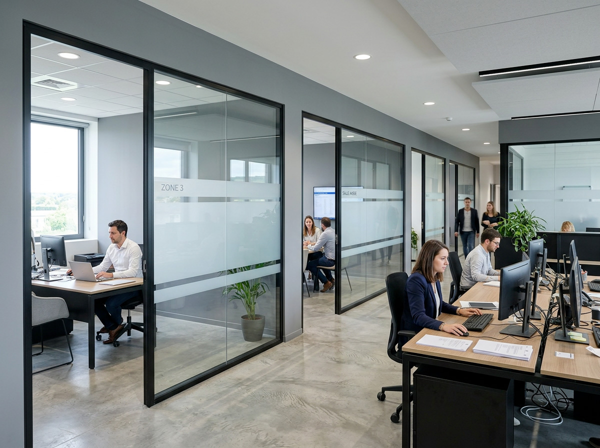 3-cloisons-de-bureaux-vitrees aménagement de bureaux avec cloisons vitrées